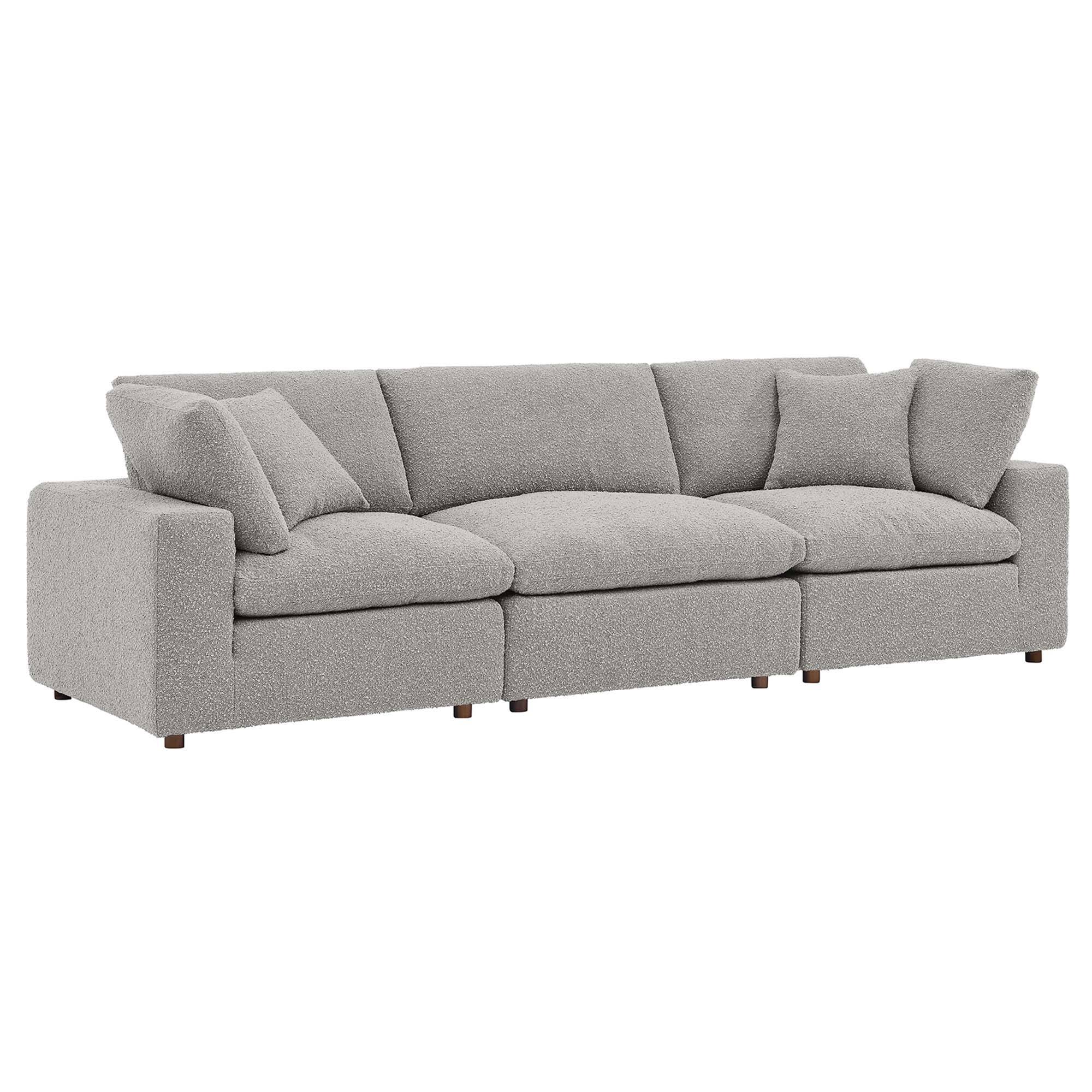 Front. Modway - Commix Down Filled Overstuffed Boucle Fabric 3-Seater Sofa by Modway - Gray.