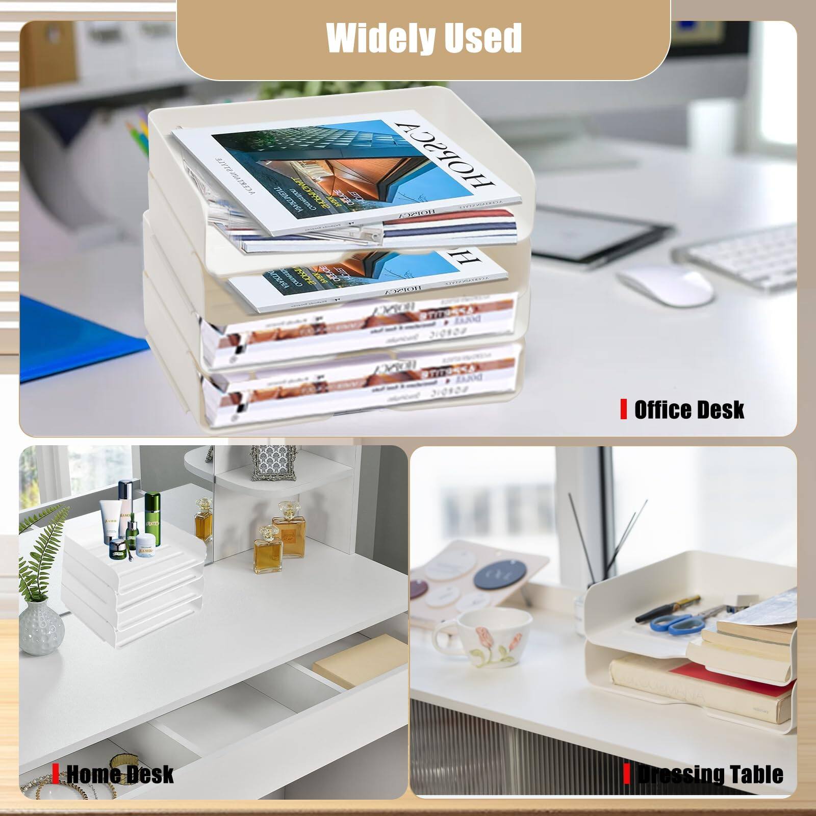 Dapper Styles 4 Tier Desk Organizer Stackable Paper Tray For Document ...