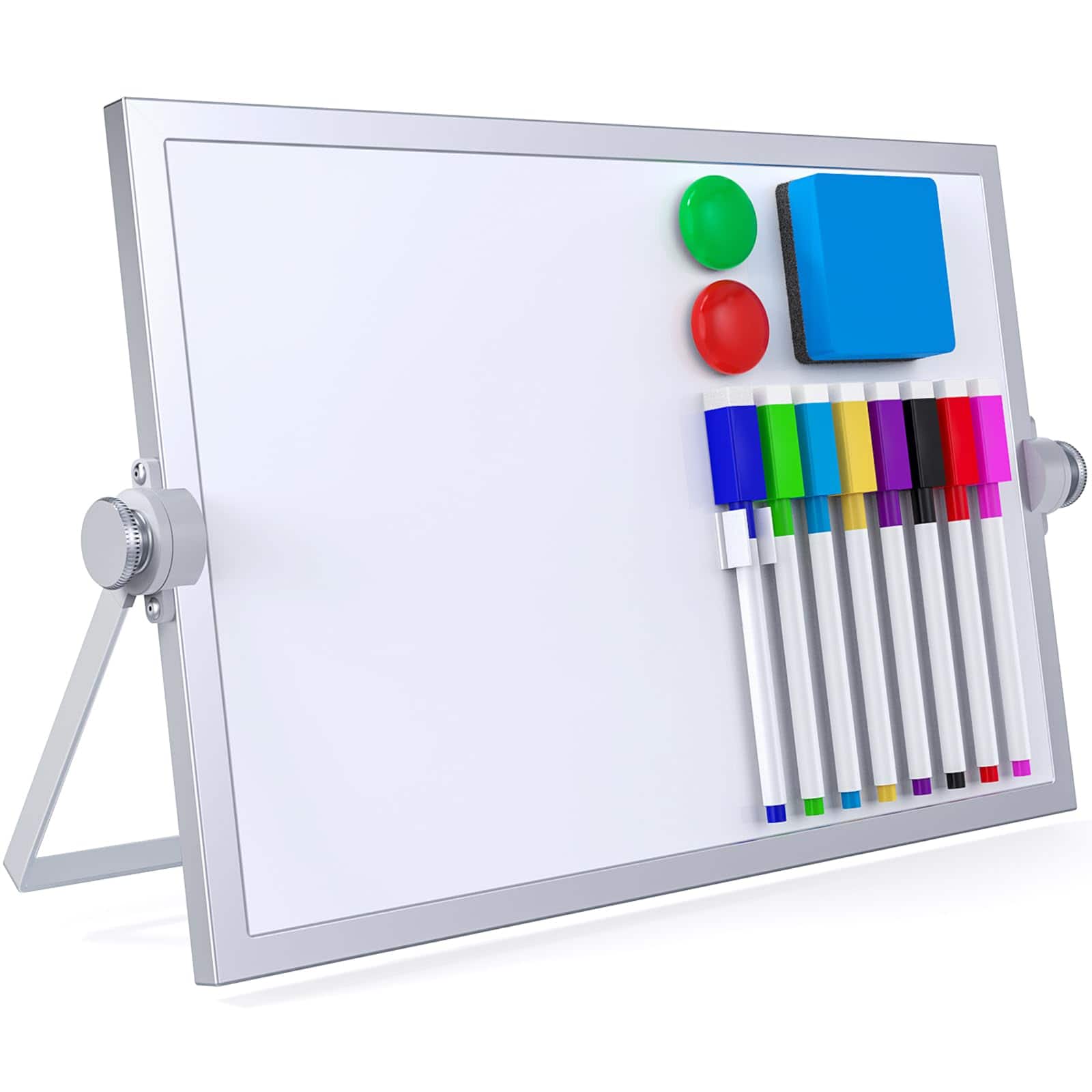 PARKER SLATER - Small Dry Erase White Board Magnetic Desktop Whiteboard With Stand Eease Mini Easel Double Sided On Table Top Holder