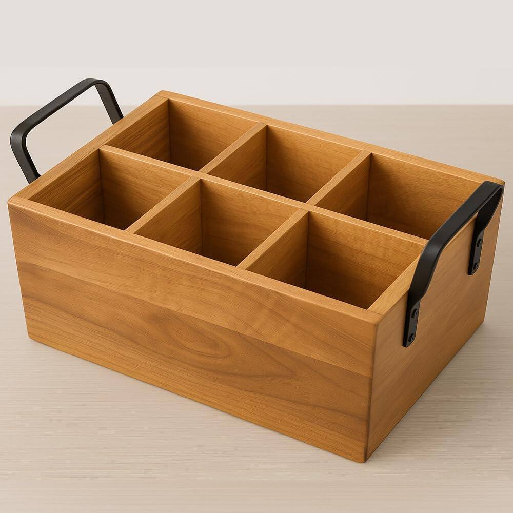 Alt View 1. LIVEVIE - Wellington Collection 6-Bottle Wine Caddy, Beer & Soda Bottle Carrier Great Gift for Bars, Kitchens, Home Décor - Natural Wood.