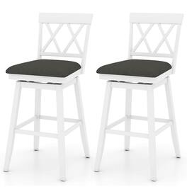 Costway - 2 PCS 29" Bar Stool Wooden Chair with Contoured Backrest Swivel Padded Seat for Kitchen - Beige/Brown