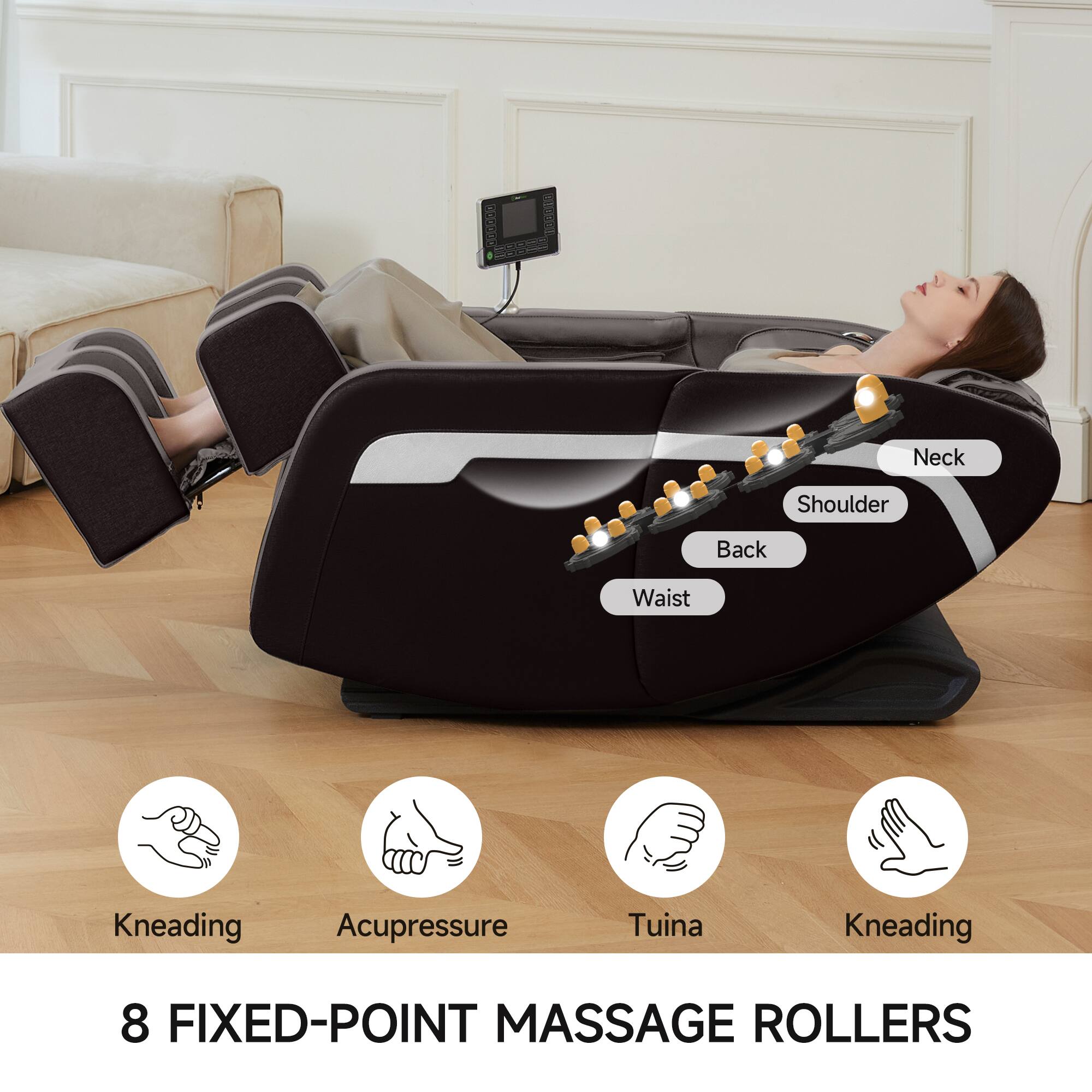 Pedds VEAONE Neck Shoulder Back Waist Kneading Acupressure Tuina Kneading 8 FIXED-POINT MASSAGE ROLLERS