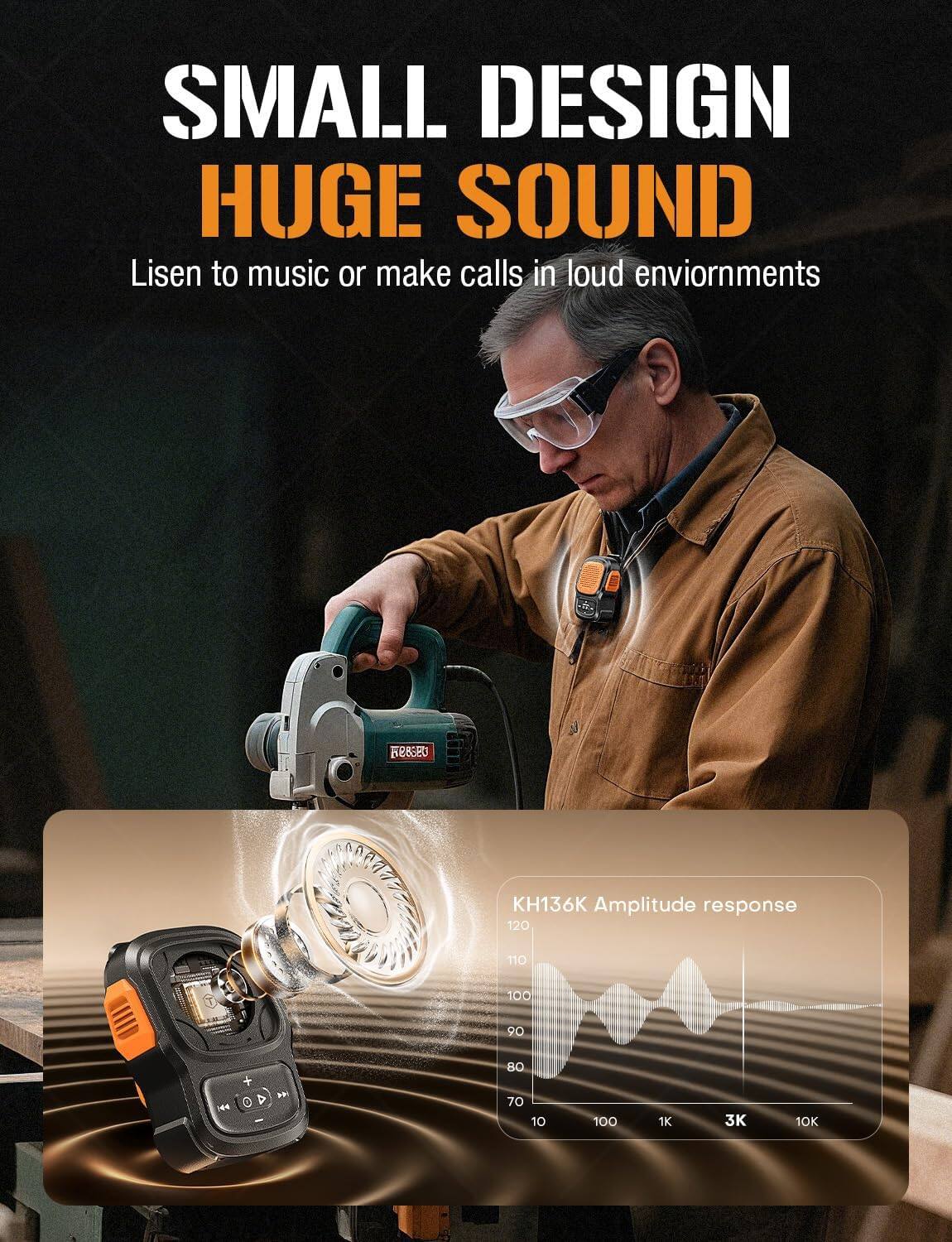 SMALL DESIGN  
HUGE SOUND  

Listen to music or make calls in loud environments  

KH136K Amplitude response  
120  
110  
100  
90  
80  
70  
10  
100  
1K  
3K  
10K