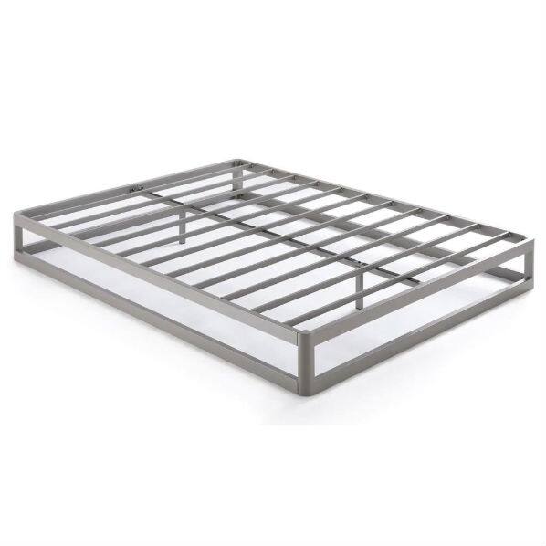 Front. SlickBlue - Modern King Metal Platform Bed Frame with Low Profile, Heavy-Duty - Silver.