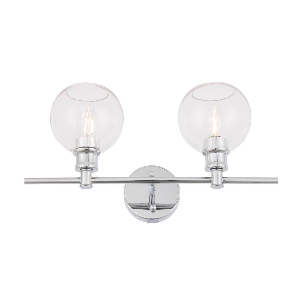 Alt View 8. Living District - Collier 2 light Chrome and Clear glass Wall sconce - Chrome And Clear Glass.