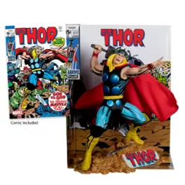 McFarlane Toys - 10" Marvel Thor 1:6th Scale Collectible with Scene & Comic (The Mighty Thor #177)