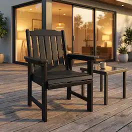 Fortune Candy - HDPE Patio Dining Chair,Heavy-Duty Outdoor Seating,600-Lb Capacity for Porch Garden & Yard - Black