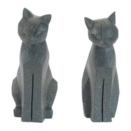 BreeBe - Modern Sitting Cat Statue (Set of 4) - Gray