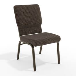 Emma + Oliver - 18.5"W Stackable Church/Reception Guest Chair - Brown Dot Fabric/Gold Vein Frame