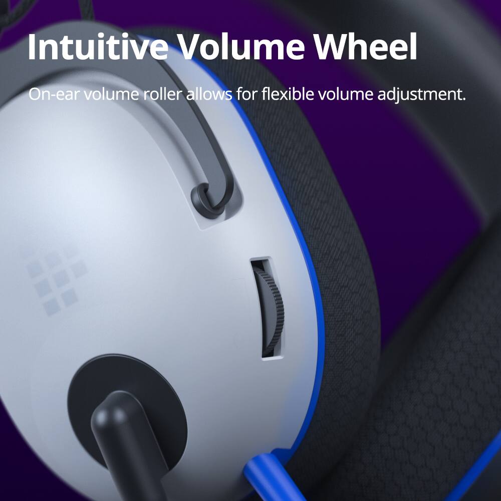 Intuitive Volume Wheel: On-ear volume roller allows for flexible volume adjustment.