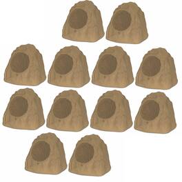 Theater Solutions by Goldwood - 12R8S Outdoor 8" Rock 12 Piece Speaker Set for Deck Pool Spa Yard Garden - Sandstone