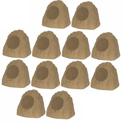Front. Theater Solutions by Goldwood - 12R8S Outdoor 8" Rock 12 Piece Speaker Set for Deck Pool Spa Yard Garden - Sandstone.