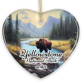 OrnamentallyYou - Artistic Yellowstone National Park Christmas Ornament Gift for Nature Lovers Heart Version - Multi-colored