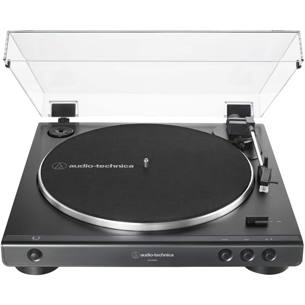 Front. Audio-Technica - Audio Technica AT-LP60X-BK Turntable - Black.