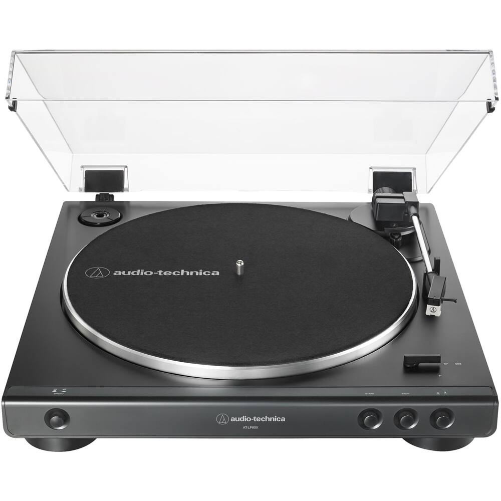 Front. Audio-Technica - Audio Technica AT-LP60X-BK Turntable - Black.
