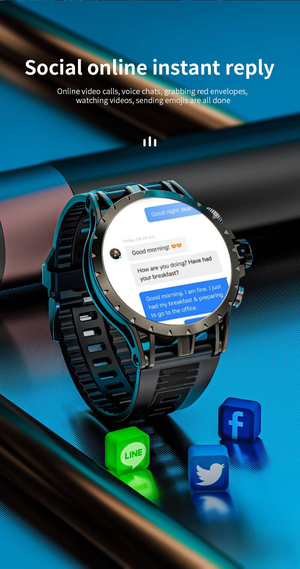 Social online instant reply  
Online video calls, voice chats, grabbing red envelopes, watching videos, sending emojis are all done  

Good night dear  
Today, 08:24 am  
Good morning! Have had are you doing? How your breakfast? fine. I just I am Good morning. & preparing had my breakfast to the office. to go LINE