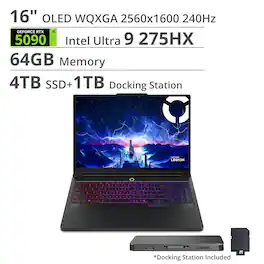 Lenovo - Legion Pro 7i 16" WQXGA OLED 240Hz NVIDIA RTX 5090 Intel Core Ultra 9 275HX AI Gaming Laptop 64GB RAM 4TB SSD - Black