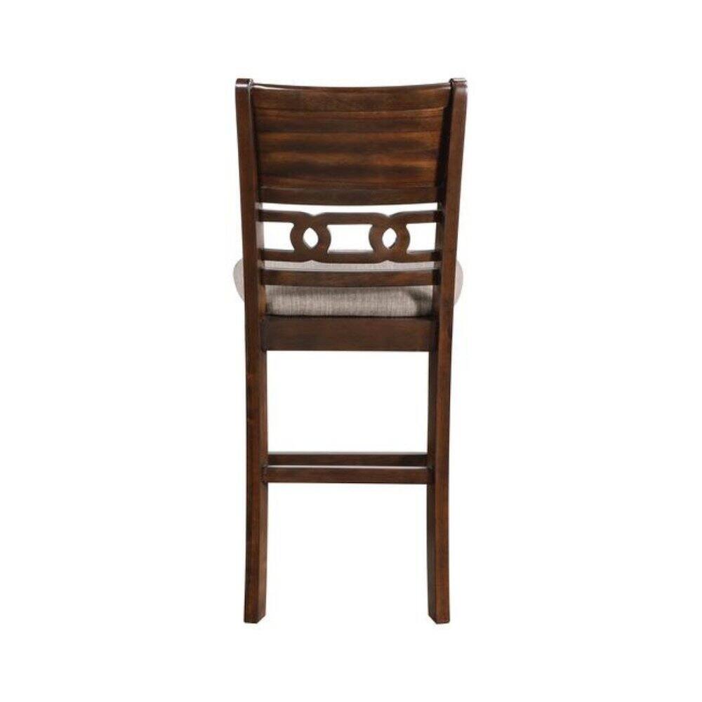 Angle. FurniFact - Solid Wood Counter Chairs Set of 2 Cherry Brown - Cherry.