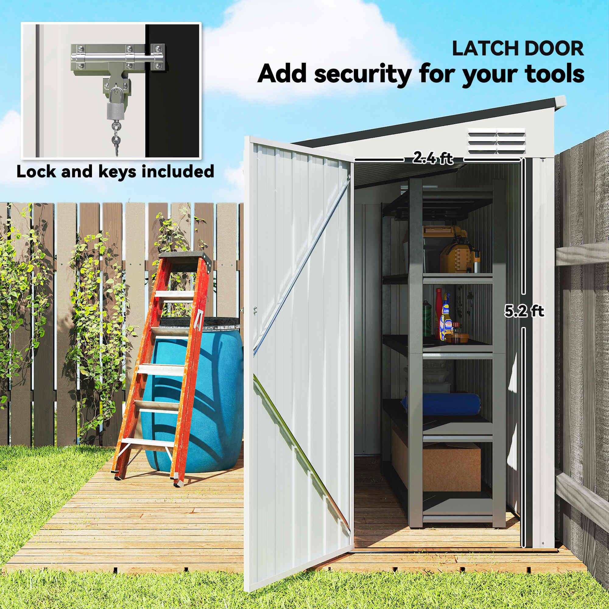 LATCH DOOR  
Add security for your tools  
Lock and keys included  
2.4 ft  
5.2 ft