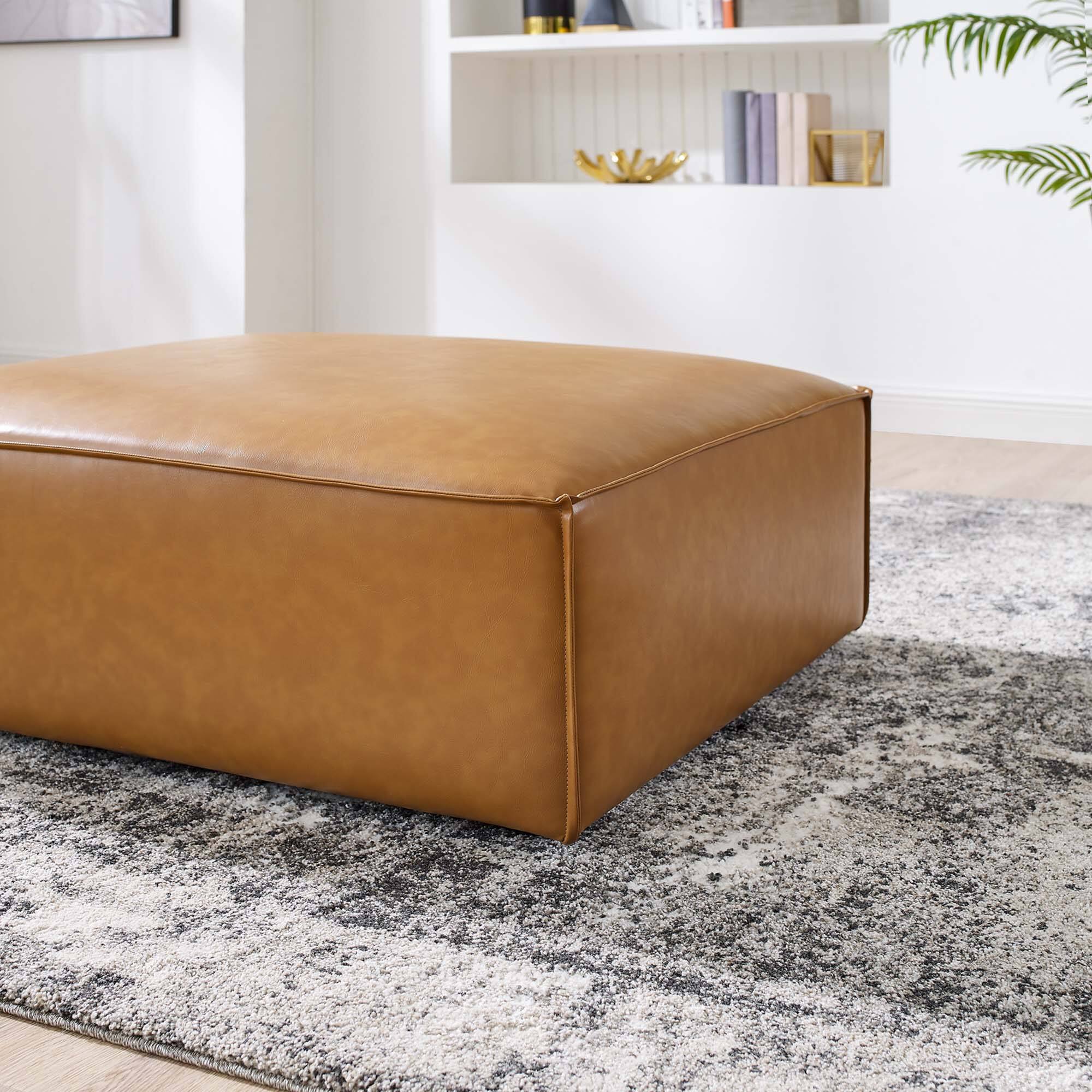 Left. Modway - Restore Vegan Leather Ottoman by Modway - EEI-4496-TAN.