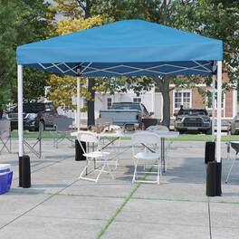 Emma + Oliver - Outdoor Event/Tailgate Set with Pop Up Event Canopy with Wheeled Case, Bi-Fold Table and 4 Folding Chairs - Blue