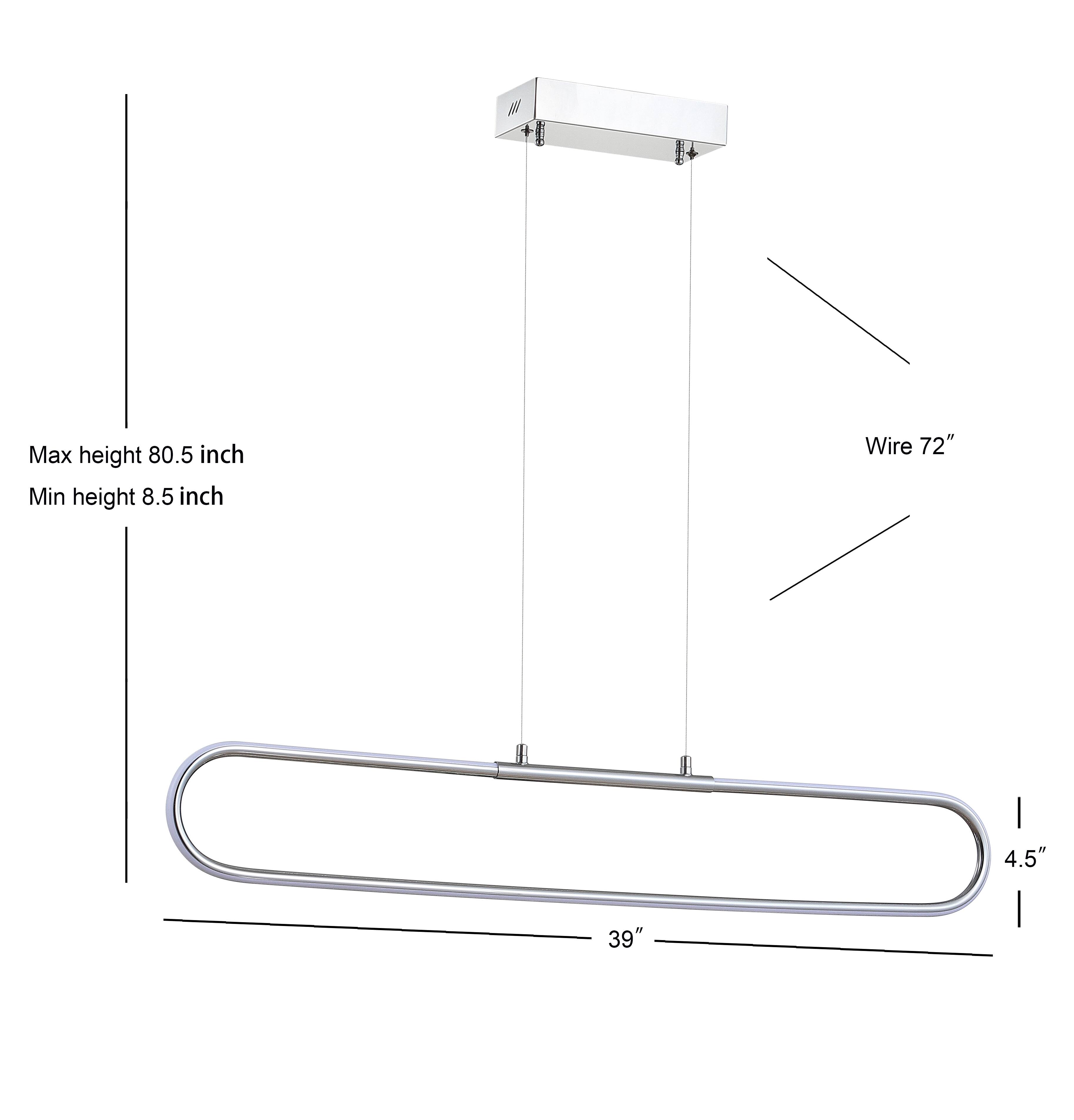 Max height 80.5 inch  
Min height 8.5 inch  
Wire 72"  
4.5"  
39"