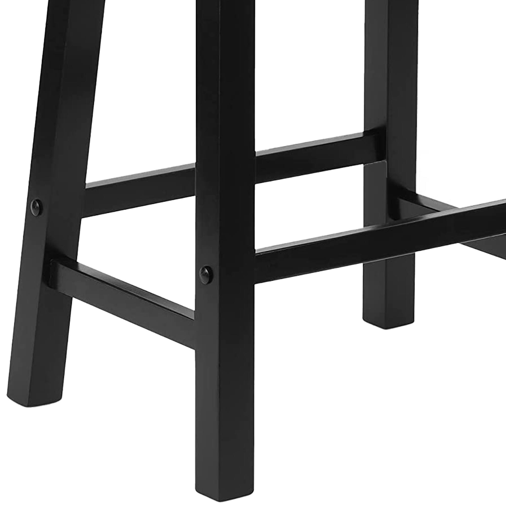 Alt View 3. PJ Wood - PJ Wood Classic Saddle Seat 24 Inch Kitchen Bar Counter Stool, Black (4 Pack) - Black.