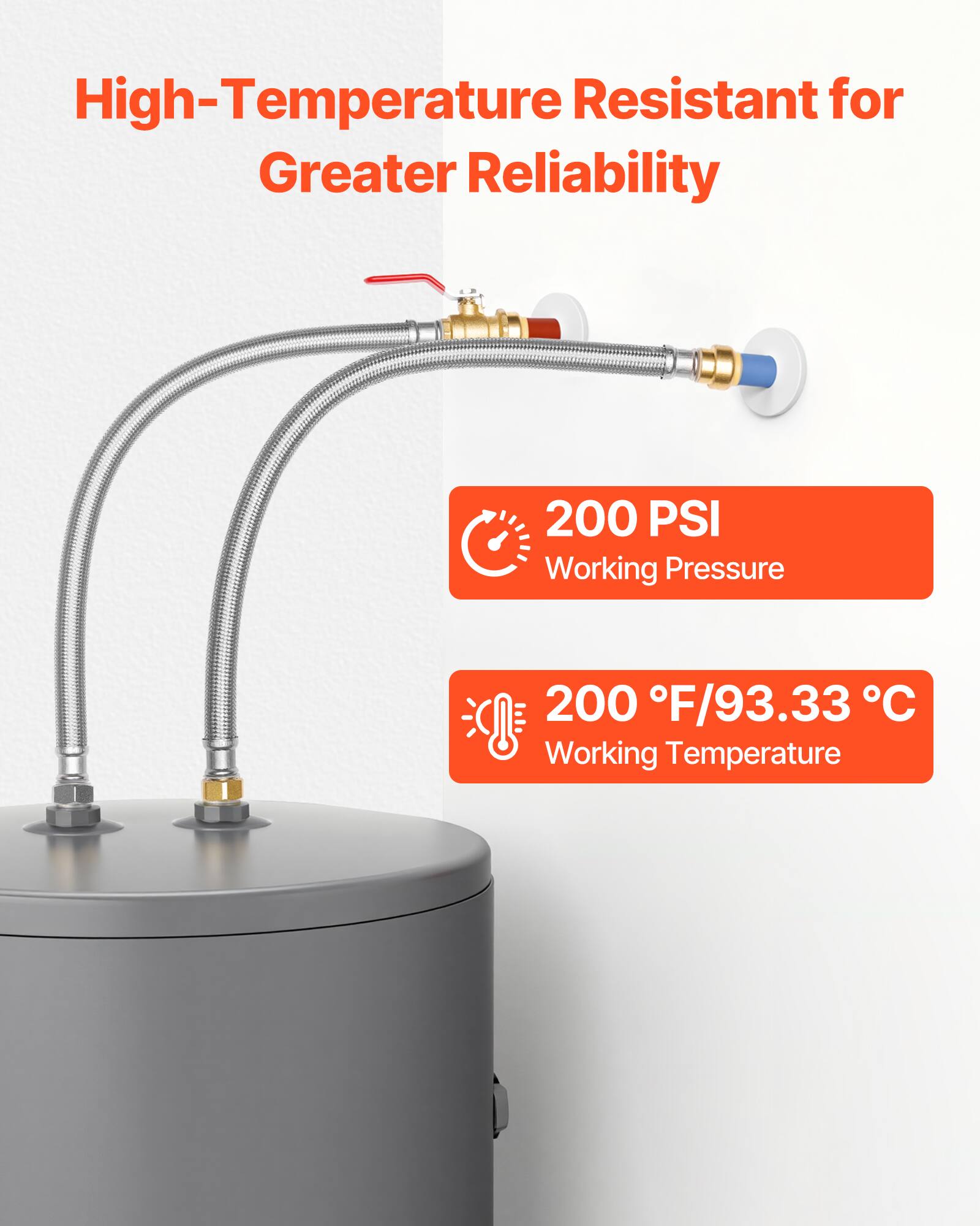 High-Temperature Resistant for Greater Reliability

200 PSI Working Pressure

200 °F/93.33 °C Working Temperature