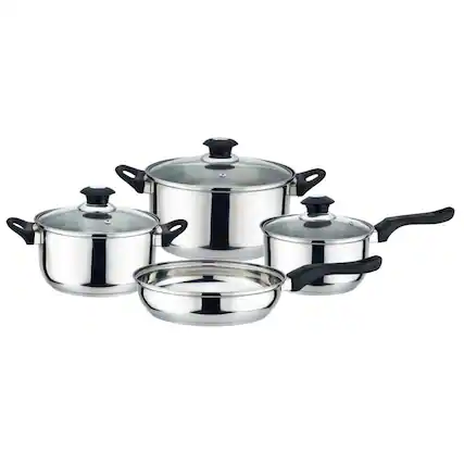 Front. J&V TEXTILES - J&V TEXTILES 7-Piece Kitchen Cookware Set - Silver.