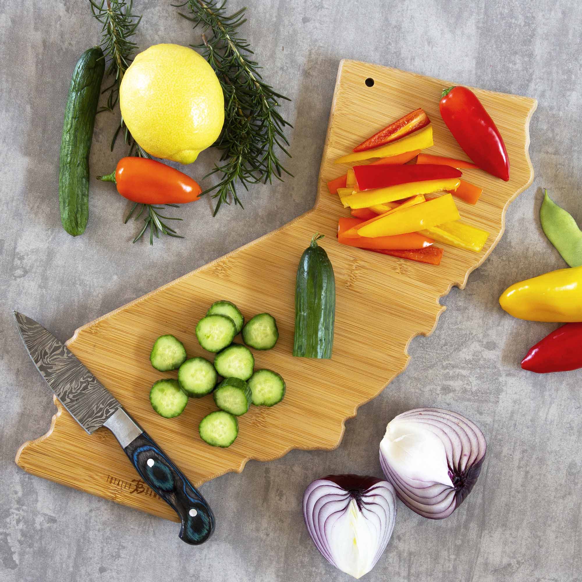 Back. Totally Bamboo - California Cutting Board with Artwork by Fish Kiss.