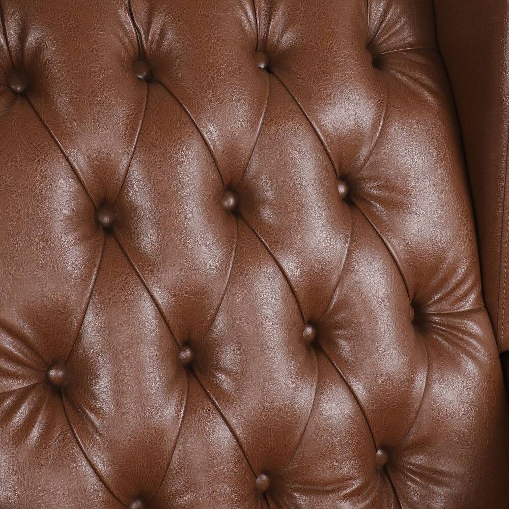 Alt View 9. Loheer - Loheer Rocking Chair Nursery Wingback Solid Wood Armchair - Cognac.