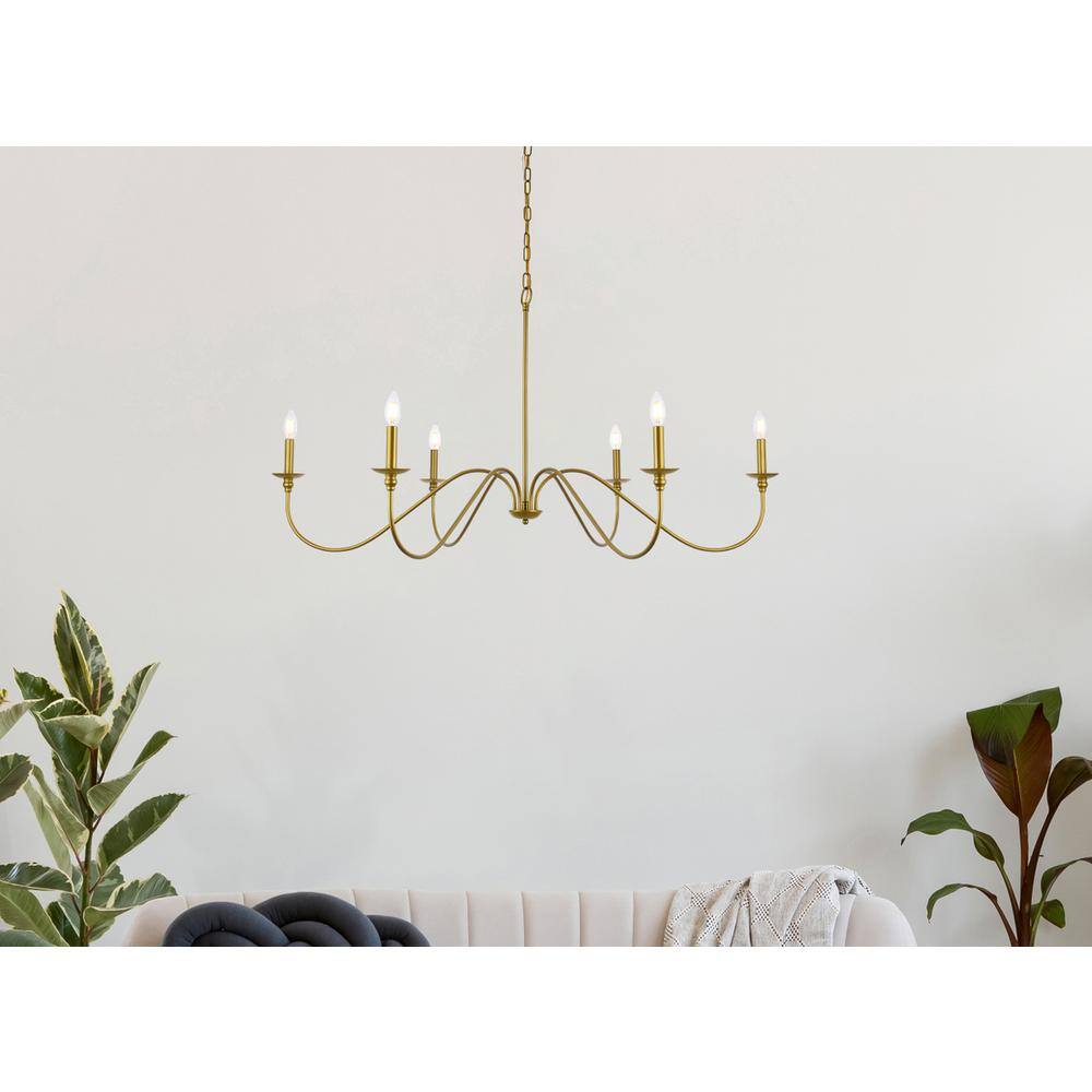 Angle. Living District - Rohan 48 inch chandelier in brass - Brass.