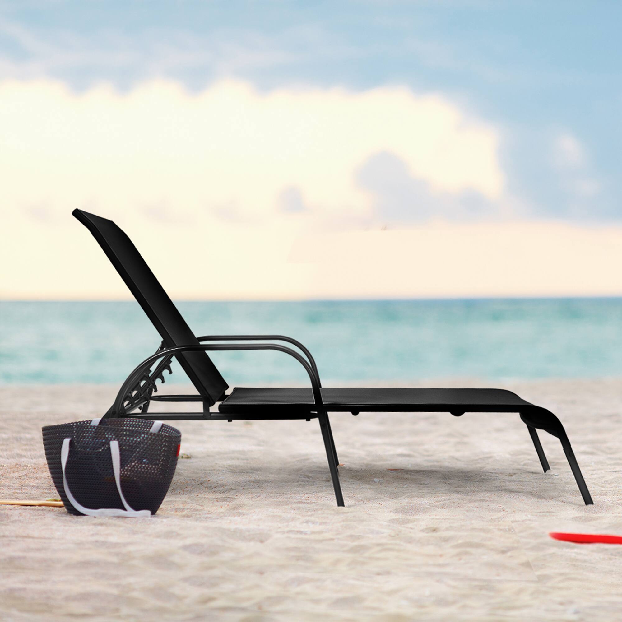 Alt View 3. Gymax - Gymax Adjustable Chaise Lounge Chair Recliner Patio Yard Outdoor w/ Armrest Black - Black.