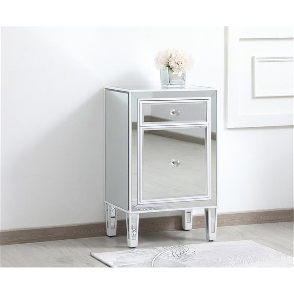 Angle. Elegant Decor - 18 inch mirrored end table in white - White.