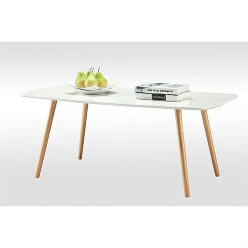 Left. SlickBlue - Sleek Mid-Century Coffee Table with Solid Wood Support - White.