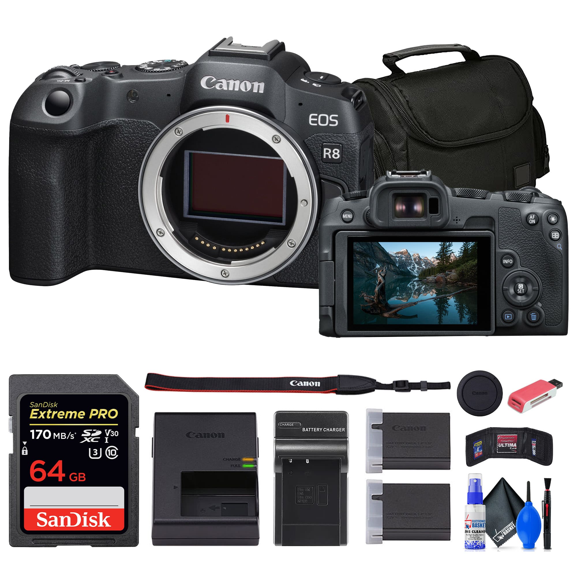 Canon - EOS R8 Mirrorless Camera + 64GB Card + Bag + Charger + Battery + More (International Version)