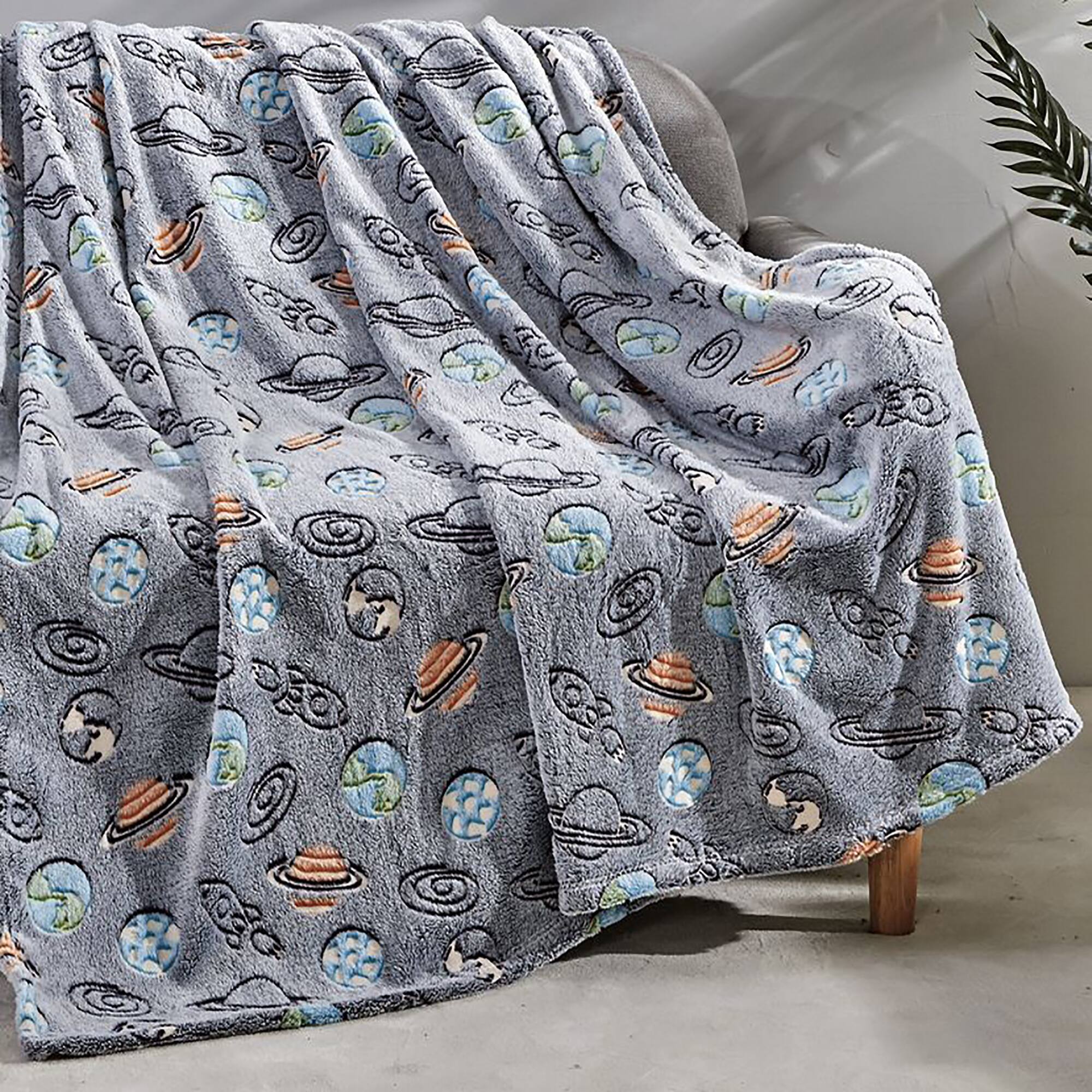 Alt View 3. Noble House - Outer Space Micro Plush All Season Throw Blanket 50" X 60" Multicolor by Plazatex - Multicolor.