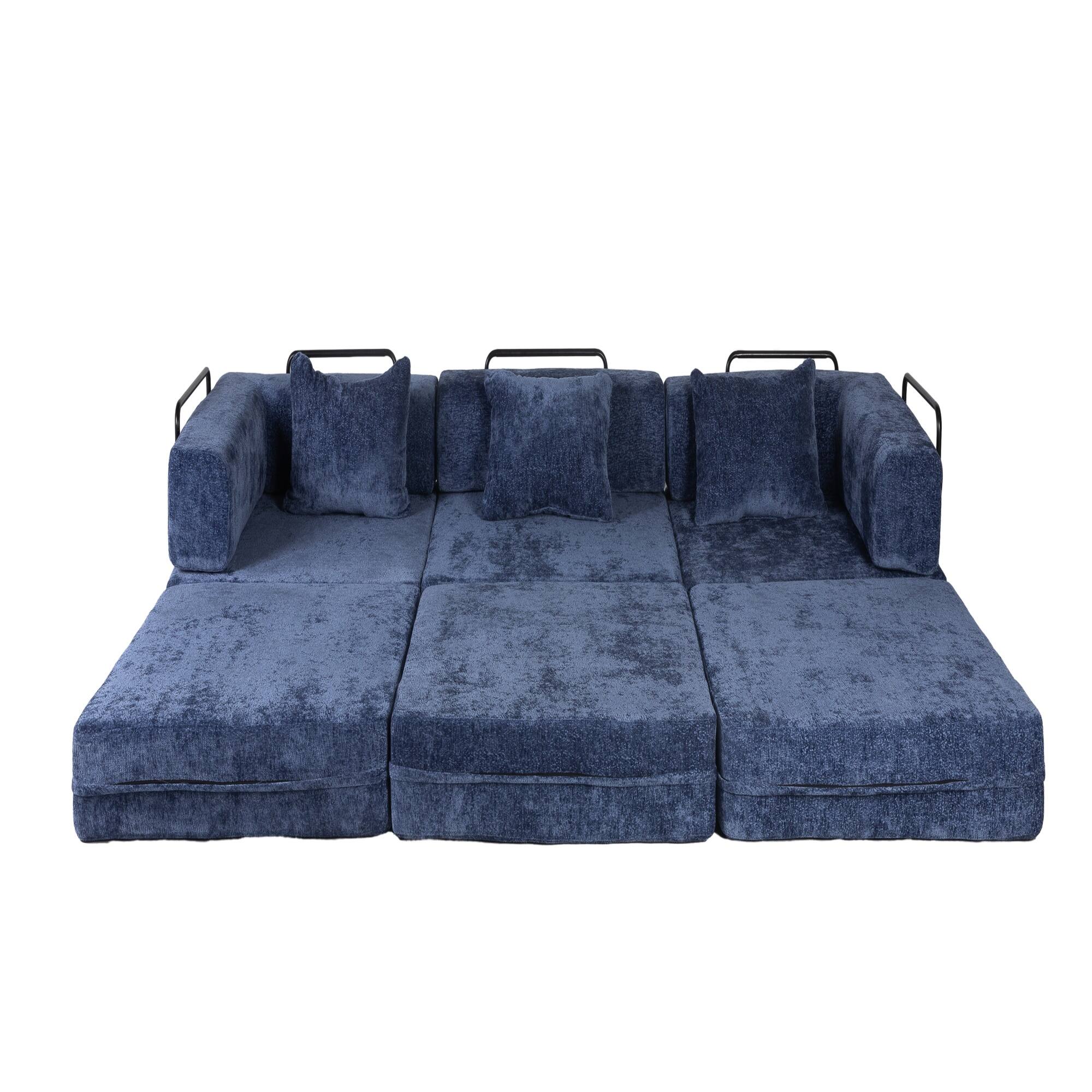 Alt View 8. Boyel Living - Modular Memory Foam Floor Sectional Sofa Bed - Dark Blue.