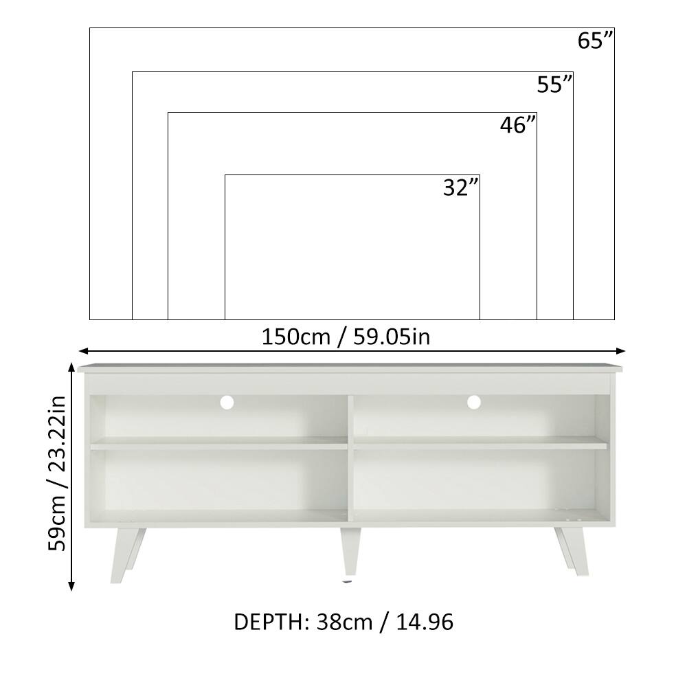 - 65"
- 55"
- 46"
- 32"
- 23.22in / 59cm
- 150cm / 59.05in
- DEPTH: 38cm / 14.96