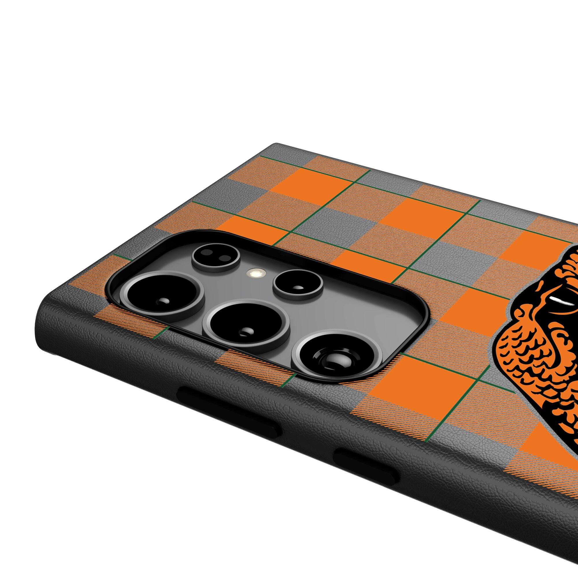 Alt View 3. Keyscaper - Florida A&M Rattlers Plaid Galaxy Magnetic Bump Case - S24 Ultra - Black.