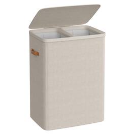 Songmics Home - Laundry Basket, 44.9 Gal. Laundry Hamper, 2 Compartments, Easy Assembly, with Lid and Handles, Removable Inner Bags - Cappuccino Beige