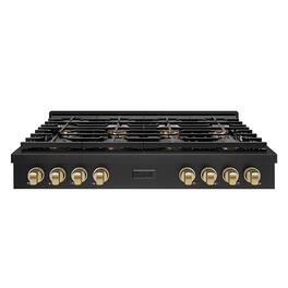 ZLINE - Autograph 48 in. Black Stainless Paramount Rangetop with 8 DuoPro Burners and Bronze Accents (PSRTBZ-48-CB) - Black Stainless Steel