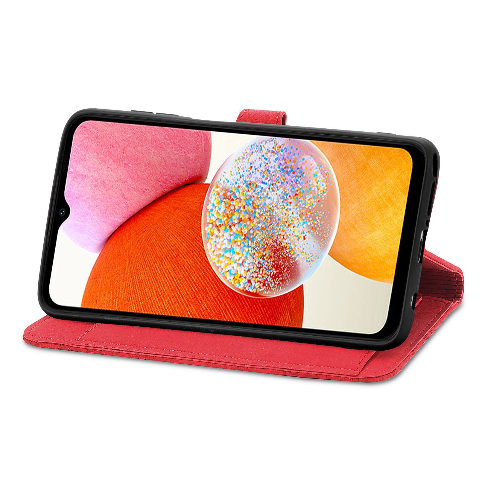 Alt View 2. Dteck - Dteck Magnetic Zipper Wallet Case for Samsung Galaxy A16 5G, Shockproof PU Leather Folio Card Wrist Strap Cover - Red.