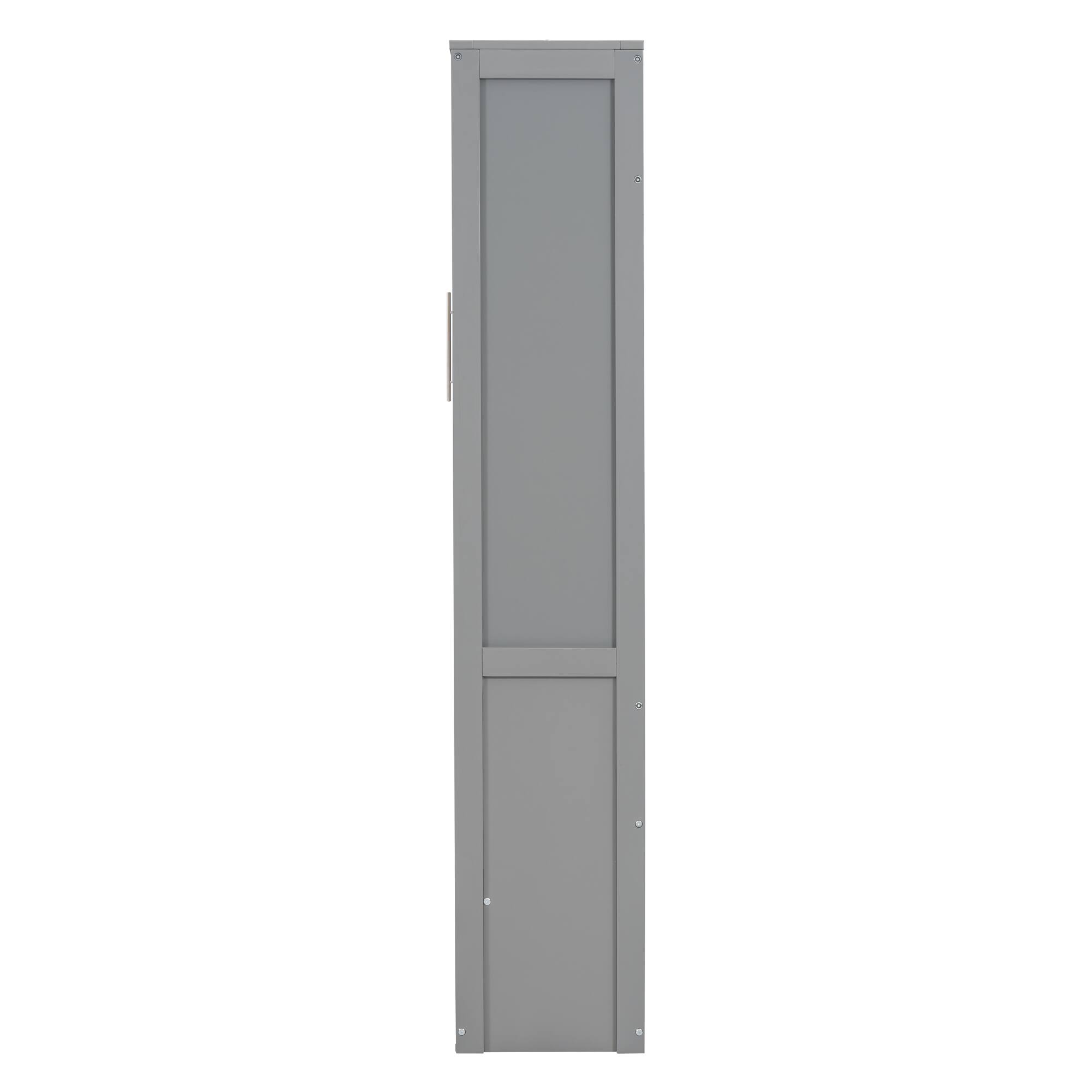 Alt View 6. Tiramisubest - Full Size Gray Murphy Wall Bed with Shelves, Solid Wood+MDF, Space-Saving - Gray.
