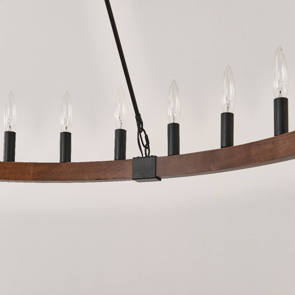 Alt View 6. Loheer - Loheer Wood Wagon Wheel Chandelier Matte Black Farmhouse Pendant Light for Dining Room.