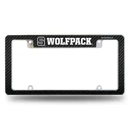 Rico Industries - NC State Wolfpack Chrome Metal License Plate Frame with Carbon Fiber Design - Multi