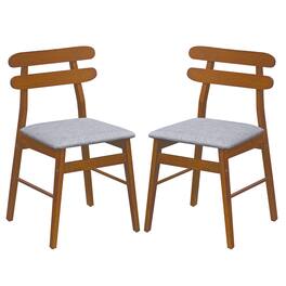 Costway - Upholstered Dining Chairs Set of 2, Dining Chairs with Padded Seat, High Back - Walnut and Gray