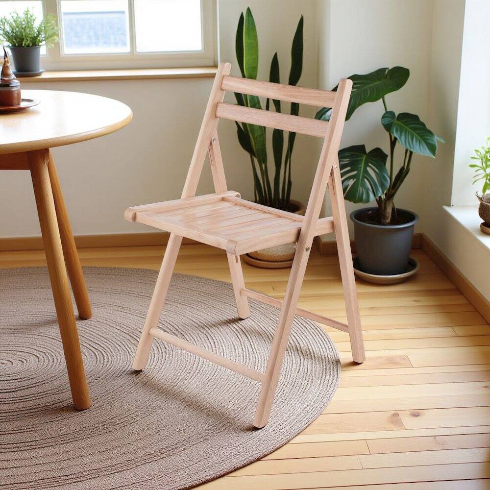 Back. FurniFact - Beech Folding Chair Set – Set of 4 Folding Wood Chairs for Easy Storage - Natural.
