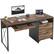 Front. Bestier - 55 inch Executive Office Desk with Drawers, Keyboard Tray & File Cabinet for Home Office - Rustic Brown.