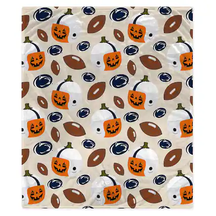 Front. Pegasus - Penn State Nittany Lions 60" x 70" Pumpkin Helmet Corral Fleece Blanket - Multicolor.